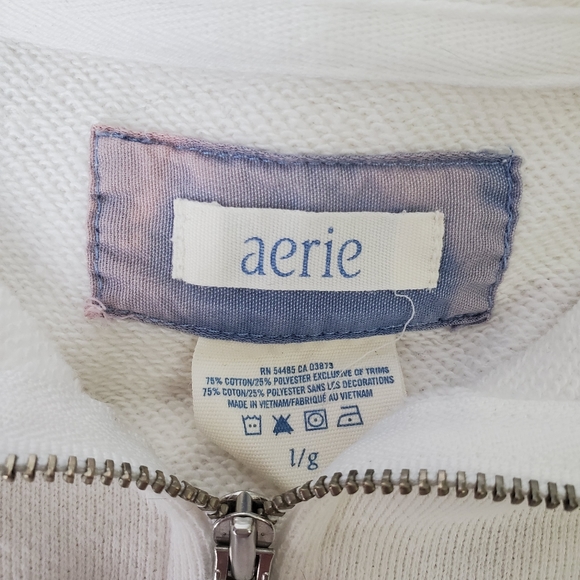 Aerie White Cropped Hooded Sweatshirt - Picture 3 of 5